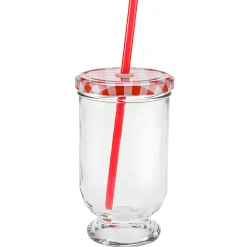 TO 82 Trinkhalmdeckel rot kariert, Loch Ø 8 mm, 4 Stück