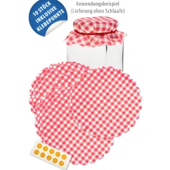 Vliesdeckchen Ø 150 mm rot kariert, 10 Stück