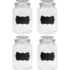 Vorratsglas 1200 ml beschreibbar mit Glasdeckel, 4er Pack