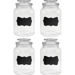 Vorratsglas 1200 ml beschreibbar mit Glasdeckel, 4er Pack