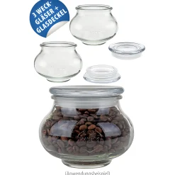 WECK-Schmuckglas 560 ml mit Glasdeckel, 3er Set