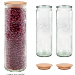 WECK-Zylinderglas  600 ml mit Holzdeckel, 3er Set