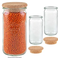 WECK-Zylinderglas  340 ml mit Pilzkorken, 3er Set