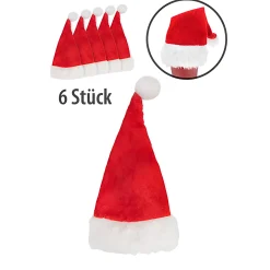 Weihnachtsmütze 7,5 x 13 cm, 6 Stück
