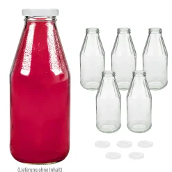 Weithalsflasche 500 ml mit Facetten, 6er Set